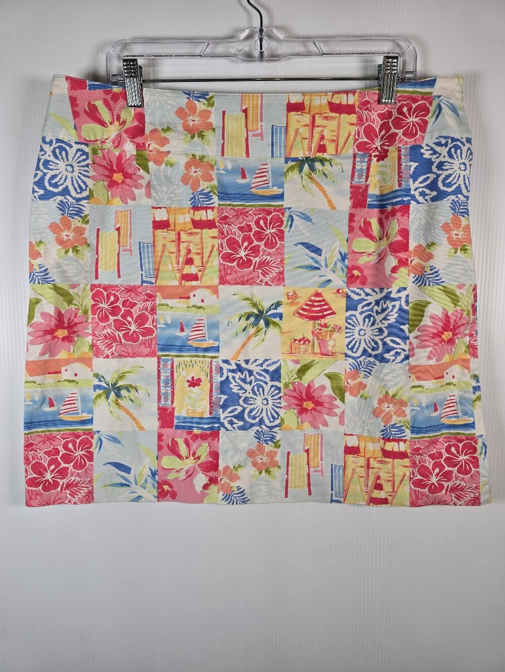 Talbots Womens Seaside Beach Tropical Aloha Print Skirt Artsy Colorful Size 18